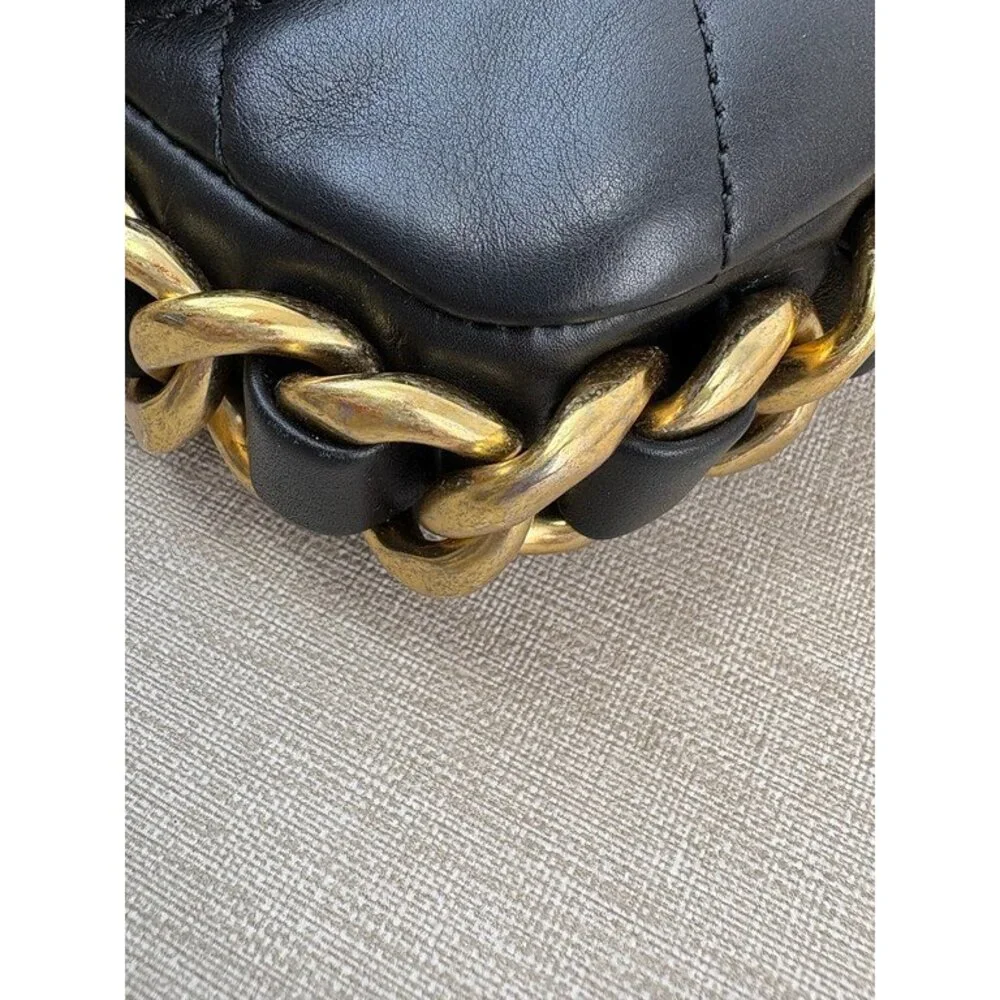 CHANEL Black Calfskin Square Flap Bag Mini GHW